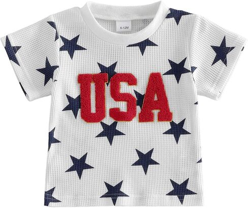 YINGISFITM Toddler Baby Boy 4th of July Shirt Short Sleeve USA T Shirt Fourth of July Outfit Independence Day Clothes in Kuwait