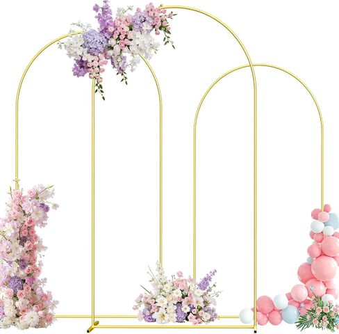 Metal Arch Backdrop Stand, 6FT+5FT+4FT Wedding Arch Frame, Gold Wedding Arch Backdrop Stand Set of 3, Balloon Arch Backdrop for Wedding Birthday Party Baby Shower Graduation Ceremony Decor in Saudi Arabia