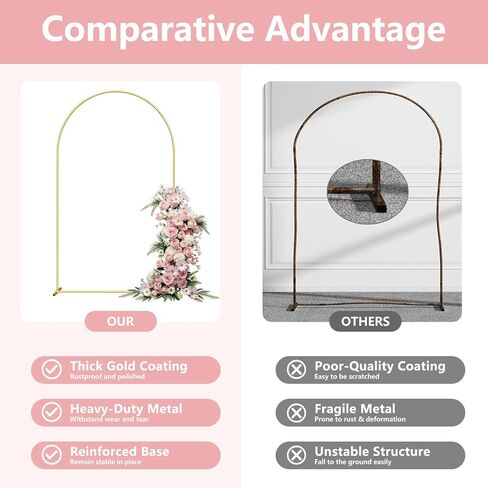 Metal Arch Backdrop Stand, 6FT+5FT+4FT Wedding Arch Frame, Gold Wedding Arch Backdrop Stand Set of 3, Balloon Arch Backdrop for Wedding Birthday Party Baby Shower Graduation Ceremony Decor in Saudi Arabia