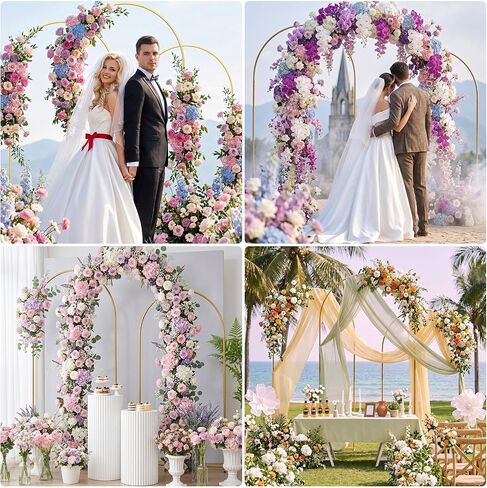 Metal Arch Backdrop Stand, 6FT+5FT+4FT Wedding Arch Frame, Gold Wedding Arch Backdrop Stand Set of 3, Balloon Arch Backdrop for Wedding Birthday Party Baby Shower Graduation Ceremony Decor in Saudi Arabia