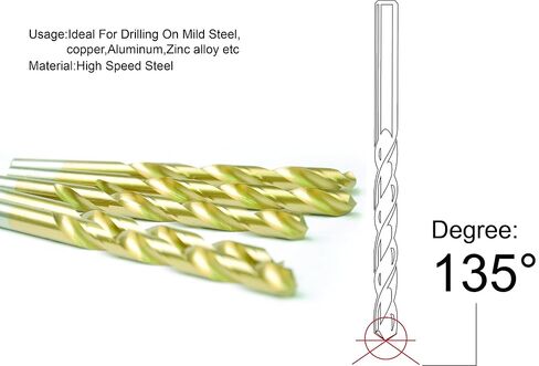 20PCS, 19/64", Titanium Coated Twist Drill Bits in Kuwait