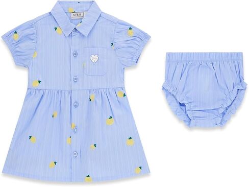 GUESS baby-girls Short Sleeve Poplin Dress and Diaper Cover 2 Piece Set in Kuwait