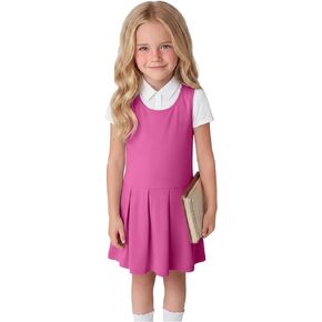 Halfchet Toddler Girls Uniform Jumper Dress | 90% Cotton, First Day of School, Dress for Baby, Sleeveless Tank Dress, Pleated, 18m-5T, Cute Sundress, U Neck, Soft, Casual in Saudi Arabia
