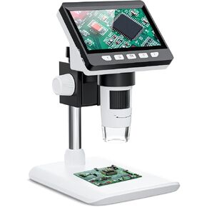 4.3" Digital Microscope for Adults, SKYEAR Coin Microscope 1000X Magnification with 8 Ajustable LED Fill Lights, USB Microscope for Windows/MacOS, Coin Collection Supplies-White in Kuwait