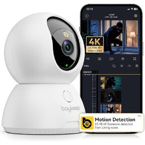 كاميرات داخلية بدقة 4K لأمن المنزل، وكاميرا للحيوانات الأليفة مع تطبيق الهاتف، وكاميرا أمان داخلية مع تقنية الذكاء الاصطناعي للكشف عن الإنسان والحيوانات الأليفة، وإمالة بزاوية 360 درجة، وتتبع تلقائي، ورؤية ليلية، وصوت ثنائي الاتجاه، متوافقة مع Alexa in Kuwait