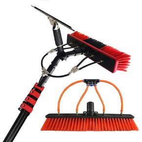 Window Cleaning Brush Equipment, Water Fed Telescopic Brush/Brush and Squeegee/Extendable, Water Fed Pole Set Scrubbing Brush, (with Squeegee),35cmbrushhead-5.4M/18FT in Saudi Arabia
