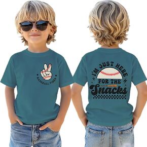 Toddler Boys Baseball Shirts Kids Funny I'm Just Here for The Snacks T-Shirt Summer Tees Short Sleeve Game Day Tops in Kuwait