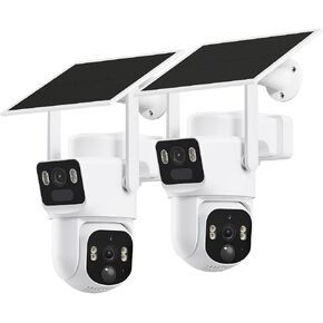 SEHMUA Dual-Lens Solar Security Cameras Wireless Outdoor, 2 Pack, 2K+2K Dual Views, Color Night Vision, PIR Motion Alerts, 2.4GHz WiFi, IP65 in Saudi Arabia