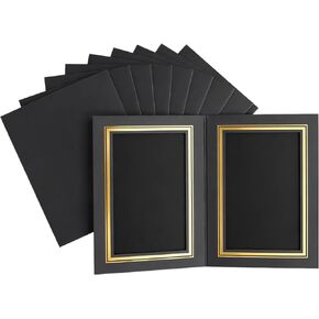 10 Pcs Picture Folders for 5 x 7 in Photos, Cardboard Vertical Display Frame with Gold Foil Trim, Black Paper Photo Holders for Graduation, Weddings, Present Giving, Party Favors in Saudi Arabia