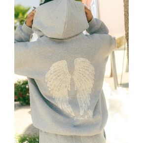 Pink Palm Puff "Lacy" Hoodie in Sky Grey in Kuwait