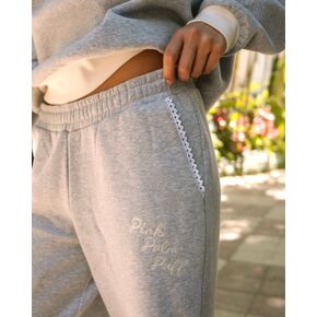 Pink Palm Puff "Lacy" Wideleg Sweatpants in Sky Grey in Kuwait