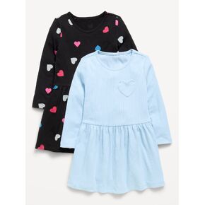 Old Navy Long-Sleeve Fit and Flare Dress 2-Pack for Toddler Girls - Black Hearts in Kuwait