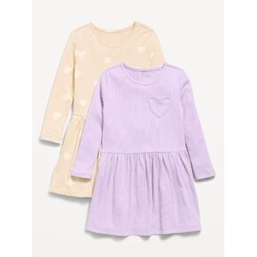 Old Navy Long-Sleeve Fit and Flare Dress 2-Pack for Toddler Girls - Cream Heart in Kuwait