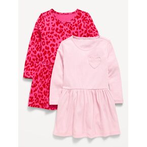 Old Navy Long-Sleeve Fit and Flare Dress 2-Pack for Toddler Girls - Pink Leopard in Saudi Arabia