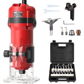 TEENO Wood Router, 6.5Amp 1.25HP Wood Routers for Woodworking, 800W Hand Wood Router Tool, 31000R/MIN Compact Edge Trimmer with 15 1/4" Router Bit Set in Saudi Arabia
