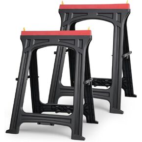 ZYJOYY Saw Horses 2 Pack, Folding Plastic Sawhorse, 700 LBS/Pair Capacity, 2.3" Folded for Easy Carry & Storage in Kuwait