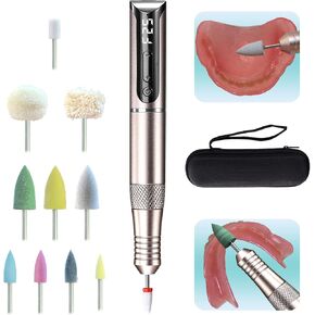 Cordless Polishing & Repair Tool Kit for Acrylic Resin False Teeth | File Rough Edges | Smooth Sore Spots | Polish After Repair & Reline | Improve Fit | USB Rechargeable | Easy for Seniors in Saudi Arabia