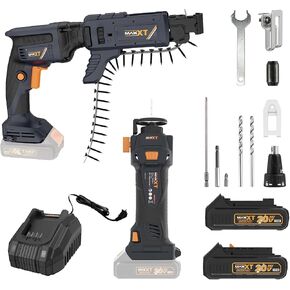 MAXXT 20V Brushless Drywall Screw Gun (Tool Only) – 2-in-1 Screwdriver & Router, 0-5 000 RPM, One-Hand 25-57 mm Quick-Set, 360° Rotating Head, Tool-Free Depth, Drywall Cut-Out Bit Included in Kuwait