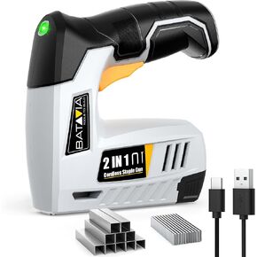 BATAVIA Electric Staple Gun, 2-in-1 Cordless Brad Nailer & Stapler Kit with 2000Pcs Nails & Staples, 4V Lithium-ion Rechargeable Nail Gun for Upholstery, Wood Working, DIY Home Projects in Kuwait