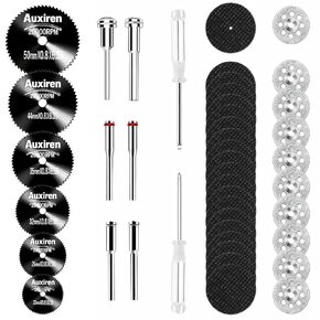 44Pcs Auxiren Cutting Wheel Kit for Dremel Rotary Tools, Mini HSS Circular Saw Blades Cutter, Resin Cutting Discs, 545 Diamond Cut Off Wheels for Cutting Wood, Metal, Plastic, PVC, Glass, Tile, Stone in Saudi Arabia