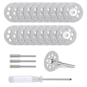 20 PCS Professional 545 Diamond Cutting Discs，Diamond Cutting Wheel Kit for Dremel Rotary Tools | 22mm Blades + 4 Mandrels & Screwdriver in Saudi Arabia