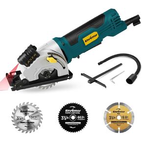 Enventor 4.8A Mini Circular Saw Corded with Laser Guide, 3 Saw Blades | 3-3/8" Power Electric Circular Saw Compact for Wood, Soft Metal, Tile, Plastic, Max Cutting Depth 1-1/16" in Kuwait
