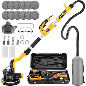 Drywall Sander, 880W Variable Speed With Vacuum, Led Light | 1100-2100 Rpm, Foldable Extension Handle, 12 Sanding Discs, For Walls And Popcorn Ceilings in Kuwait