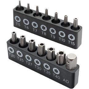 ROTATION 14-Piece Tamper Resistant Star Bits, Chrome Vanadium Steel, T5 - T40 Impact Grade Security Torx Bit Set, 1/4-inch Hex Shank in Kuwait