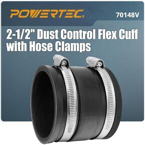 POWERTEC 70149 4 Inch Dust Control Flex Cuff with Steel Hose Clamps, Hose Connector Rubber Cuff Coupler for Woodworking Dust Collection Fittings, Dust Collector Accessories & Machinery, 1 pack in Kuwait