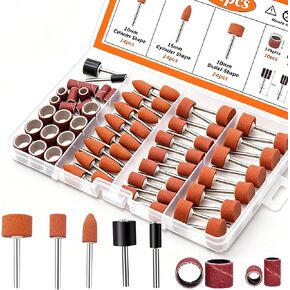 400 Pieces Sanding Drums Kit,Drum Sander Sleeves 376pcs (80 120 240 320 400 600Grit),24Pcs Drum Mandrels diameters,Sanding Bits Tool Accessories for Most Rotary Tools in Kuwait