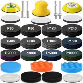 137Pcs 3 Inch Sanding Disc Polishing Kit, Headlight Restoration Kit | 60-10000 Grit Wet Dry Hook & Loop Sandpapers, Wool Sponge Polishing Pads for Drill Rotary Tools Car Wood Metal Resin Glass in Saudi Arabia