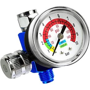 LE LEMATEC Paint Spray Gun Air Pressure Regulator with Gauge, 1/4 NPT | 0-150 PSI flow control valve, inline compressor fitting, HVLP & pneumatic tools, tire inflation, automotive use in Saudi Arabia
