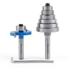 Newdeli Rabbet Router Bit Set 1/4 Inch Shank - 4Pcs Rabbeting Router Bits（1/8",1/4",3/8", 1/2" Height） with 6 Bearings Set (3/8", 1/2", 5/8", 3/4", 7/8", 1-1/8" Bearings) - Wood Biscuit Slot Cutters in Kuwait