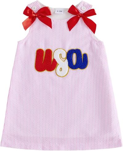 Rtnnsbbfcm Toddler Baby Girl Thanksgiving Outfit Bow Turkey A-Line Dress | Girls Thanksgiving Outfit Turkey Striped Sleeveless Tank Dress Toddler Little Girl Dresses Thanksgiving Baby Clothes in Kuwait