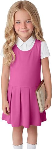 Halfchet Toddler Girls School Uniform Jumper Cotton Sleeveless Tank Dress Baby Pleated U Neck Casual Soft Dresses 18m-5T in Kuwait
