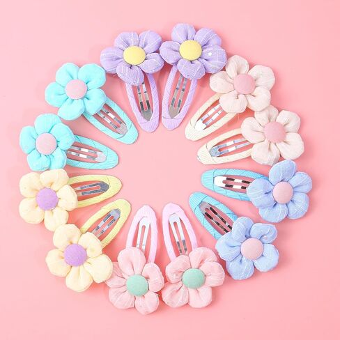 XIMA 24Pcs Cute Flower Hair Clips for Baby Girls, No Slip Toddler Hair Barrettes, Soft Fabric Hair Accessories for Infants Kids, Daily Wear & Gift in Kuwait