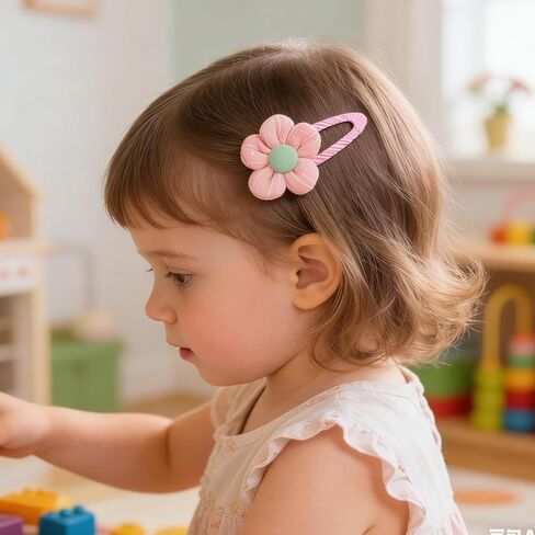 XIMA 24Pcs Cute Flower Hair Clips for Baby Girls, No Slip Toddler Hair Barrettes, Soft Fabric Hair Accessories for Infants Kids, Daily Wear & Gift in Kuwait