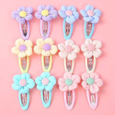 XIMA 24Pcs Cute Flower Hair Clips for Baby Girls, No Slip Toddler Hair Barrettes, Soft Fabric Hair Accessories for Infants Kids, Daily Wear & Gift in Kuwait