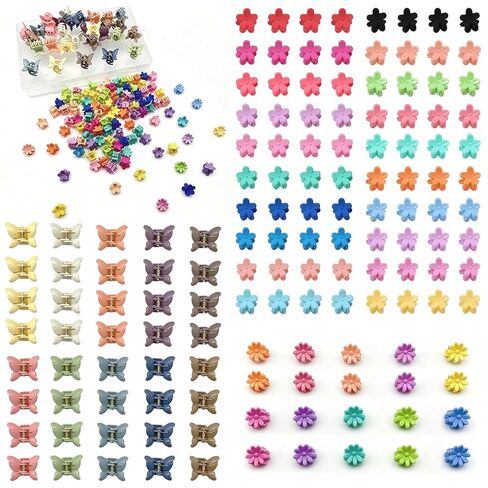 140 Pcs Mini Hair Clips, Flower Butterfly Small Daisy Hair Clips Small Claw Clips With Organizer Box Cute Hair Accessories in Kuwait