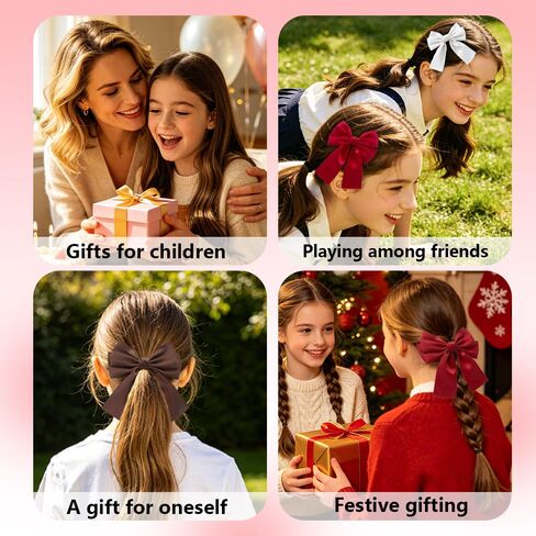 9-Piece Bow Hair Clip Hair Bows for Girls Solid Satin Ribbon Hair bows | Durable Grosgrain Ribbon, Non-Slip Alligator Clips, Party, School, Birthday Gift for Toddler & Little Girls in Kuwait
