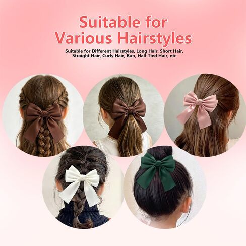 9-Piece Bow Hair Clip Hair Bows for Girls Solid Satin Ribbon Hair bows | Durable Grosgrain Ribbon, Non-Slip Alligator Clips, Party, School, Birthday Gift for Toddler & Little Girls in Kuwait