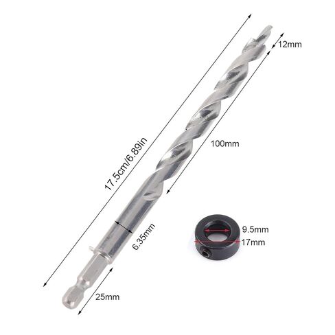 3/8" Pocket Hole Drill Bit,Replacement Twist Step Drill Bit with Adjustable Depth Stop Collar, Lip and Spur Point Design for Precise Drilling in Kuwait