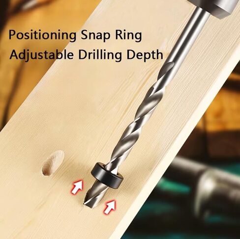 3/8" Pocket Hole Drill Bit,Replacement Twist Step Drill Bit with Adjustable Depth Stop Collar, Lip and Spur Point Design for Precise Drilling in Kuwait
