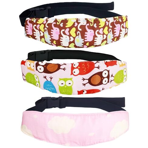 3 Pcs Baby Carseat Head Support, Car Seat Head Support Toddler, Stroller Neck Relief Strap Headrest Slumber Sling Sleep Positioner for Sleeping Traveling (Pink) in Kuwait