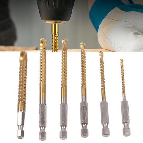 6 Piece Serrated Drill Bit Kit with Hex Shank, Cutting More Smooth and Efficient with Plastic Case for DIY. in Kuwait