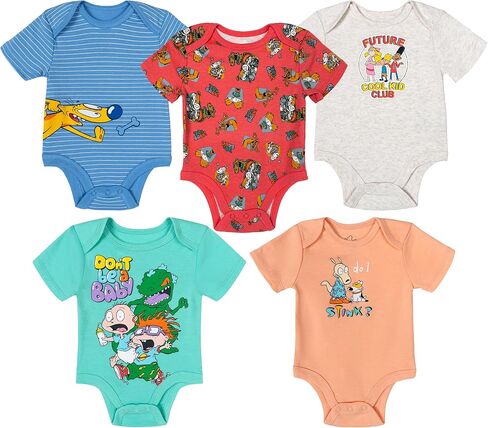 Nickelodeon 90s Baby 5 Pack Bodysuits Newborn to Infant Sizes (Newborn - 24 Months) in Kuwait