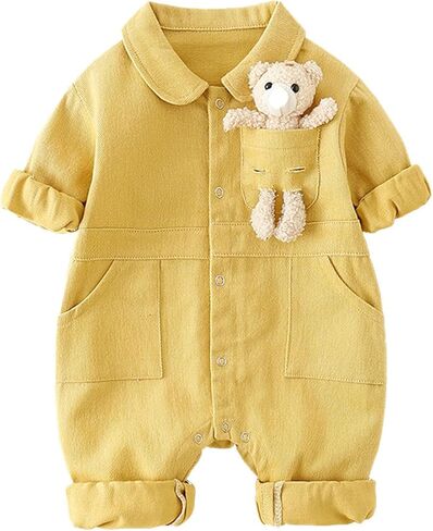 Newborn Baby Girls Boys Long Sleeve Denim Jeans bodysuit Spring Autumn Jumpsuit Romper Outfit Clothes in Kuwait