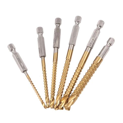 6 Piece Serrated Drill Bit Kit with Hex Shank, Cutting More Smooth and Efficient with Plastic Case for DIY. in Kuwait