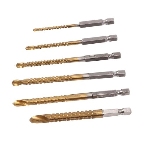 6 Piece Serrated Drill Bit Kit with Hex Shank, Cutting More Smooth and Efficient with Plastic Case for DIY. in Kuwait