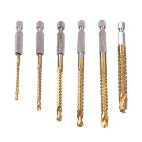 6 Piece Serrated Drill Bit Kit with Hex Shank, Cutting More Smooth and Efficient with Plastic Case for DIY. in Kuwait
